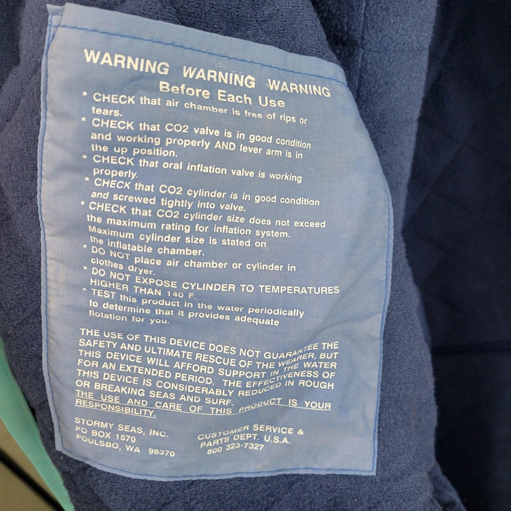 Stormy Seas Inflatable Float Coat Jacket Mens Xl … - image 6